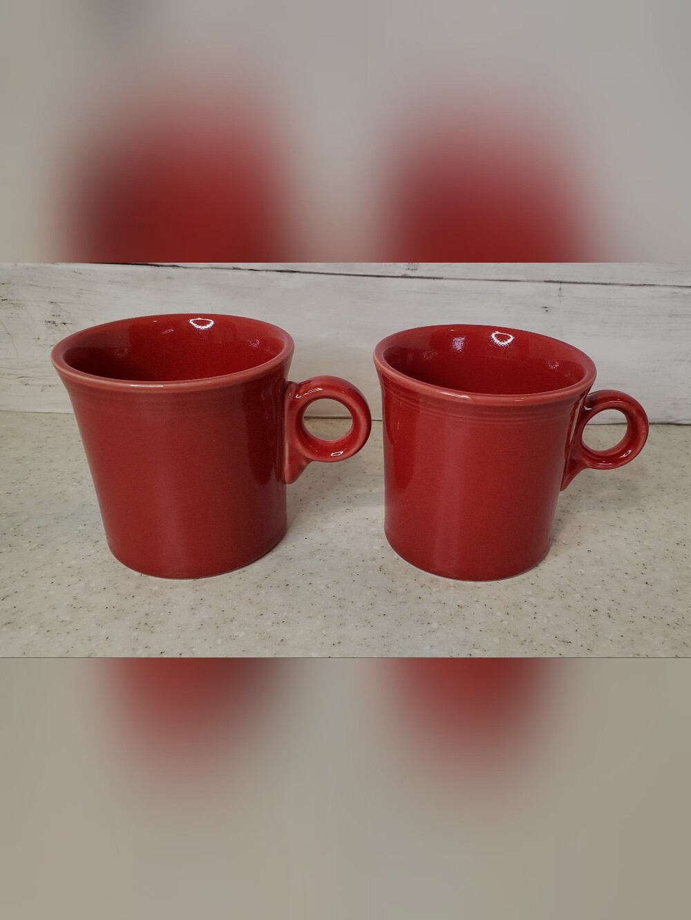 Fiesta Homer Laughlin Scarlet Red Coffee Mugs Set of 2 Ring Handle USA Ceramic
